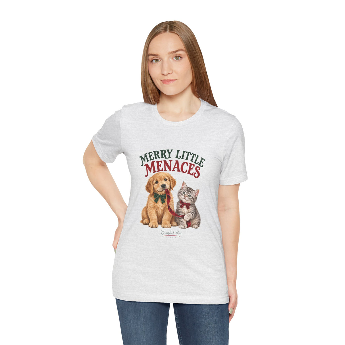 Merry Little Menaces Tee — Cute Puppy & Kitten Christmas T-Shirt