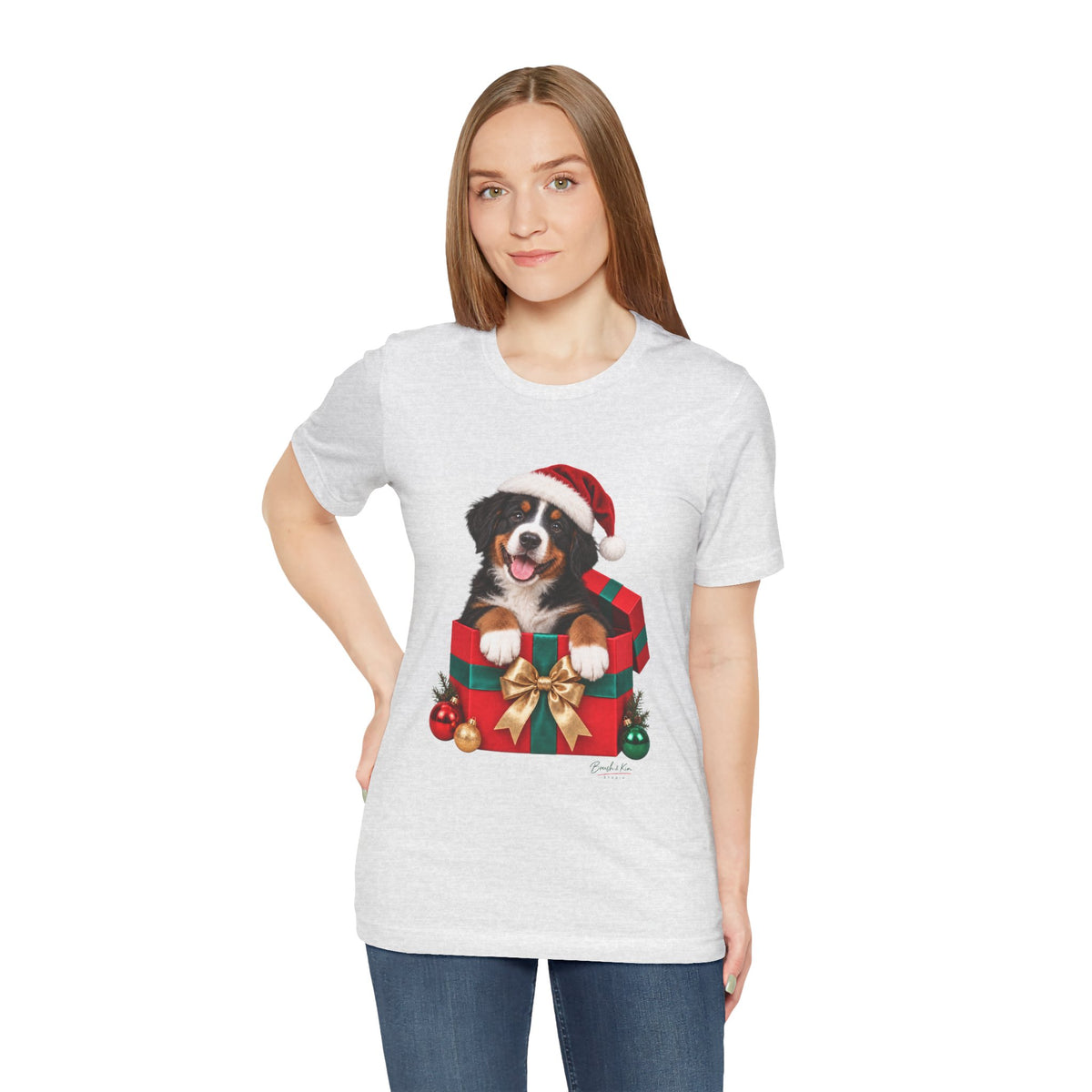 Puppy in Santa Hat Christmas Tee