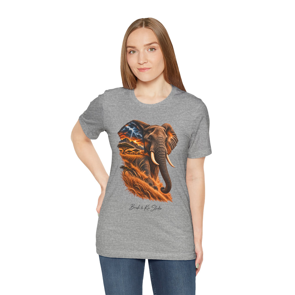 Elephant Sunset Graphic Tee — Wildlife Silhouette T-Shirt