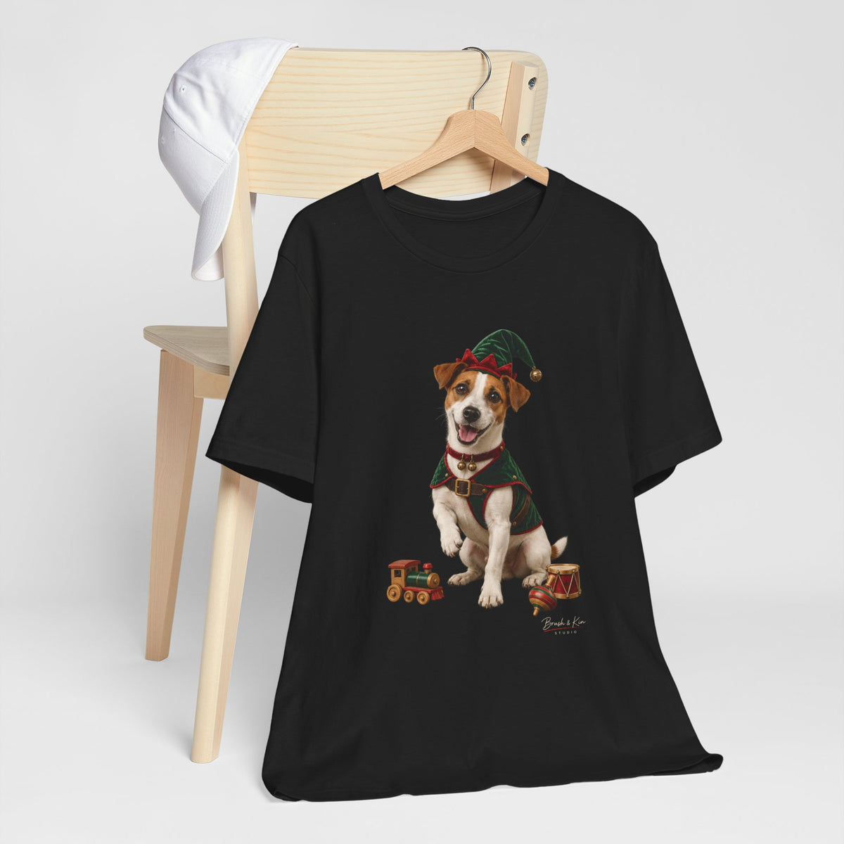 Elf Dog Tee — Jack Russell in Elf Costume Holiday Shirt