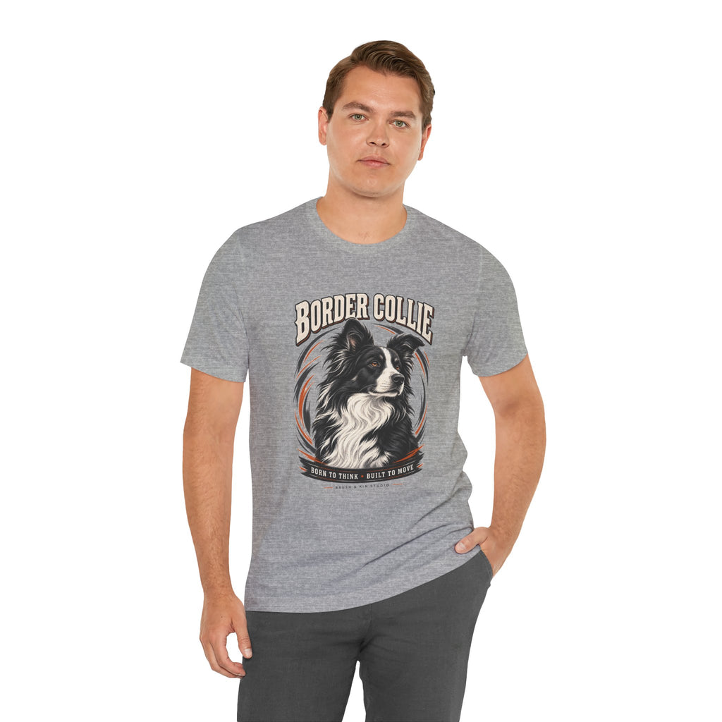 Border Collie Portrait Tee — Born to Think, Built to Move Dog Lover T-Shirt