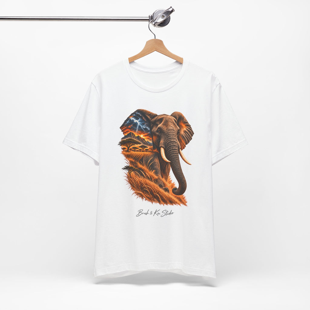 Elephant Sunset Graphic Tee — Wildlife Silhouette T-Shirt