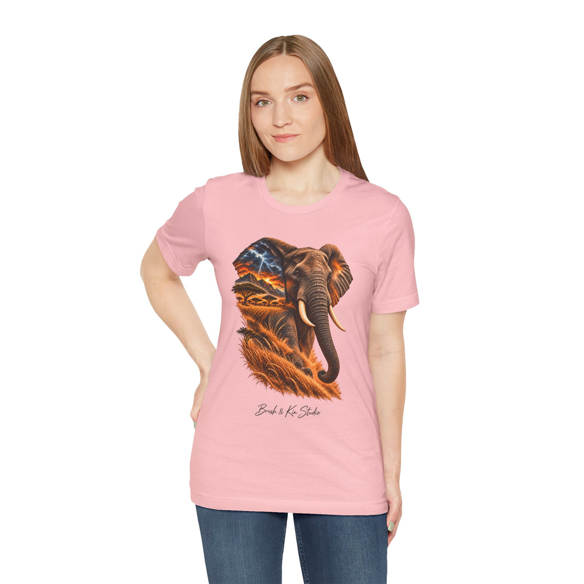 Elephant Sunset Graphic Tee — Wildlife Silhouette T-Shirt