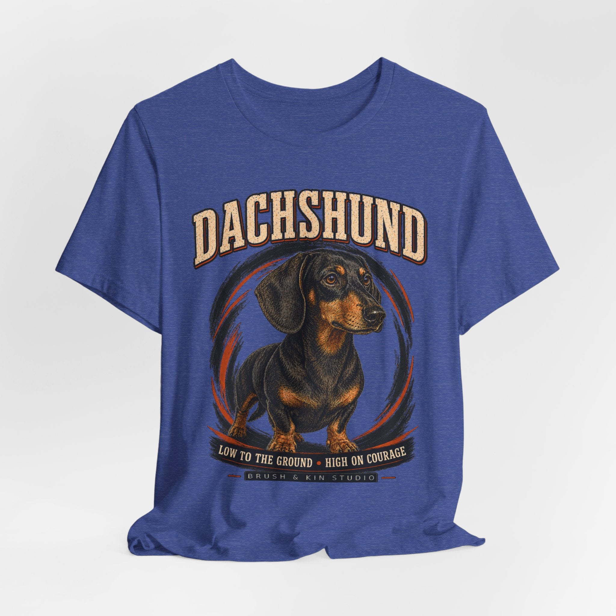 Dachshund Graphic Tee - 'Low to the Ground, High on Courage' Dog Lover T-Shirt