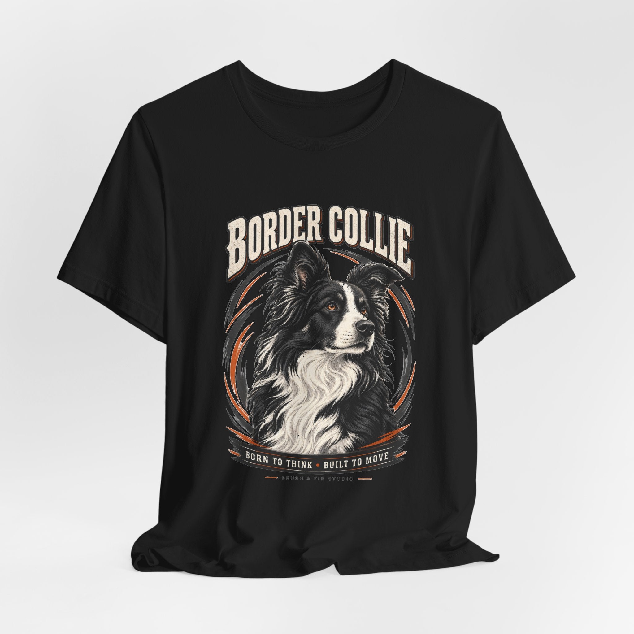 Border Collie Portrait Tee — Born to Think, Built to Move Dog Lover T-Shirt