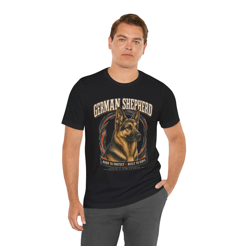 German Shepherd T-Shirt – "Born to Protect, Built to Serve" Dog Lover Tee