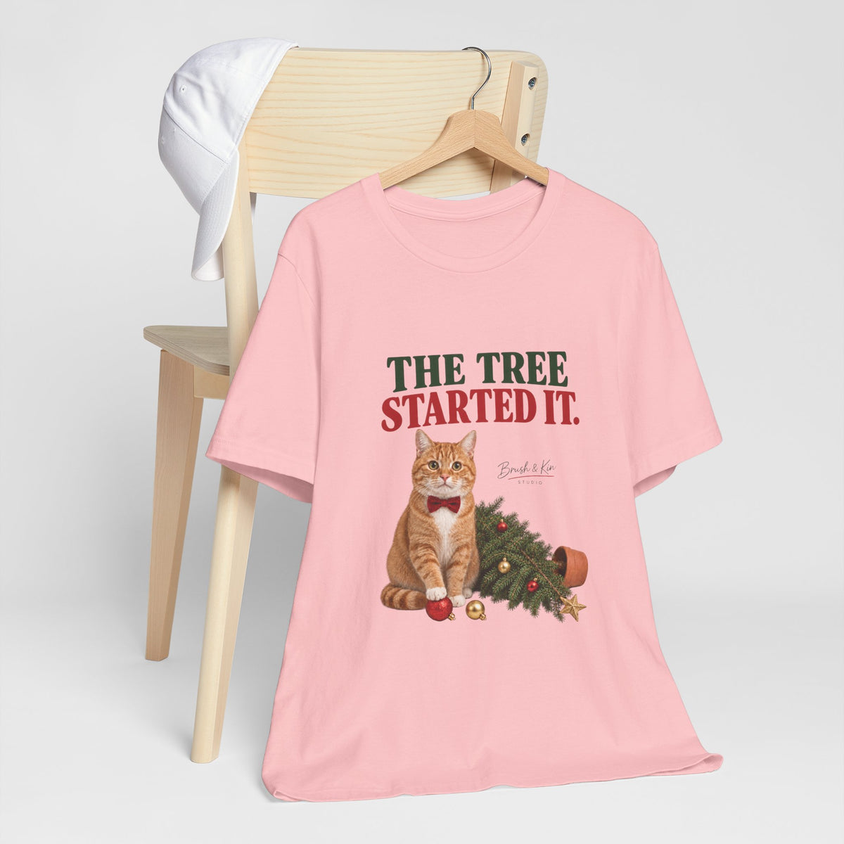 The Tree Started It Cat T-Shirt — Funny Christmas Cat Tee