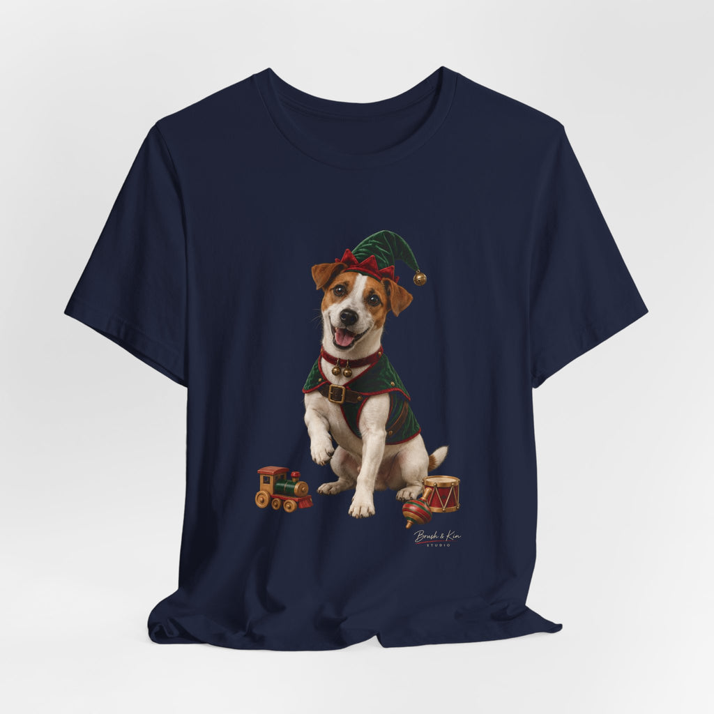 Elf Dog Tee — Jack Russell in Elf Costume Holiday Shirt