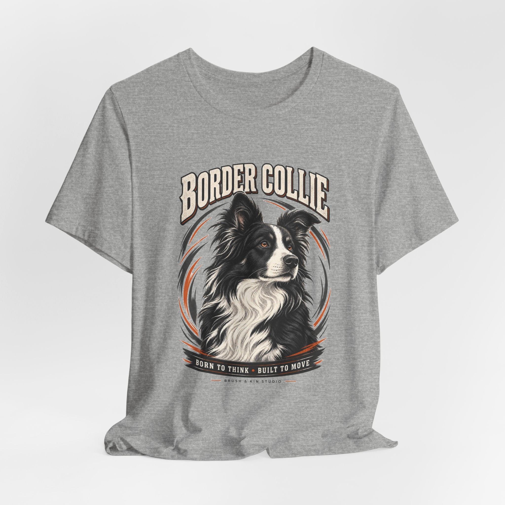 Border Collie Portrait Tee — Born to Think, Built to Move Dog Lover T-Shirt