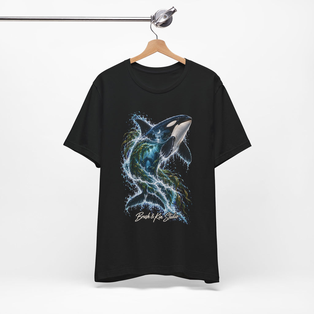 Orca Wave Surf T-Shirt — Bold Killer Whale Surfing Graphic Tee