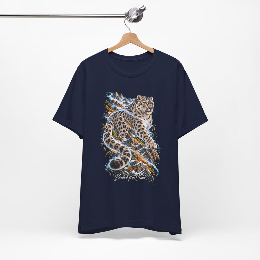 Snow Leopard Graphic Tee — Bold Mountain Wildlife T‑Shirt