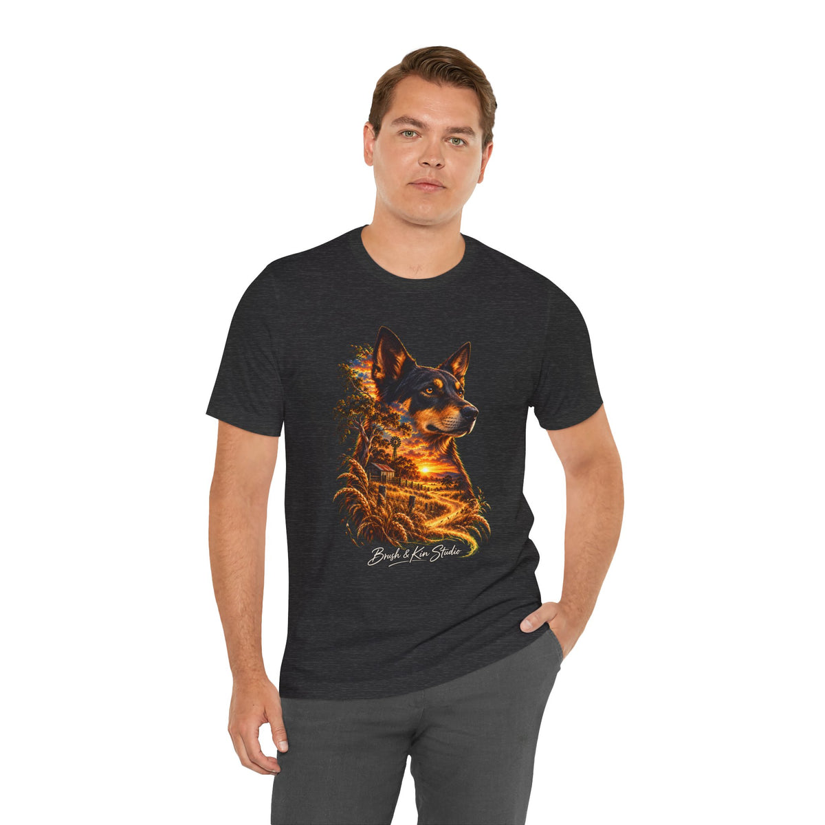 Australian Kelpie Sunset Portrait T-Shirt