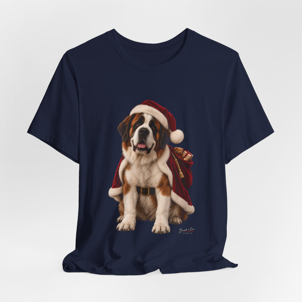 Saint Bernard Christmas Tee – Santa Dog Holiday T‑Shirt