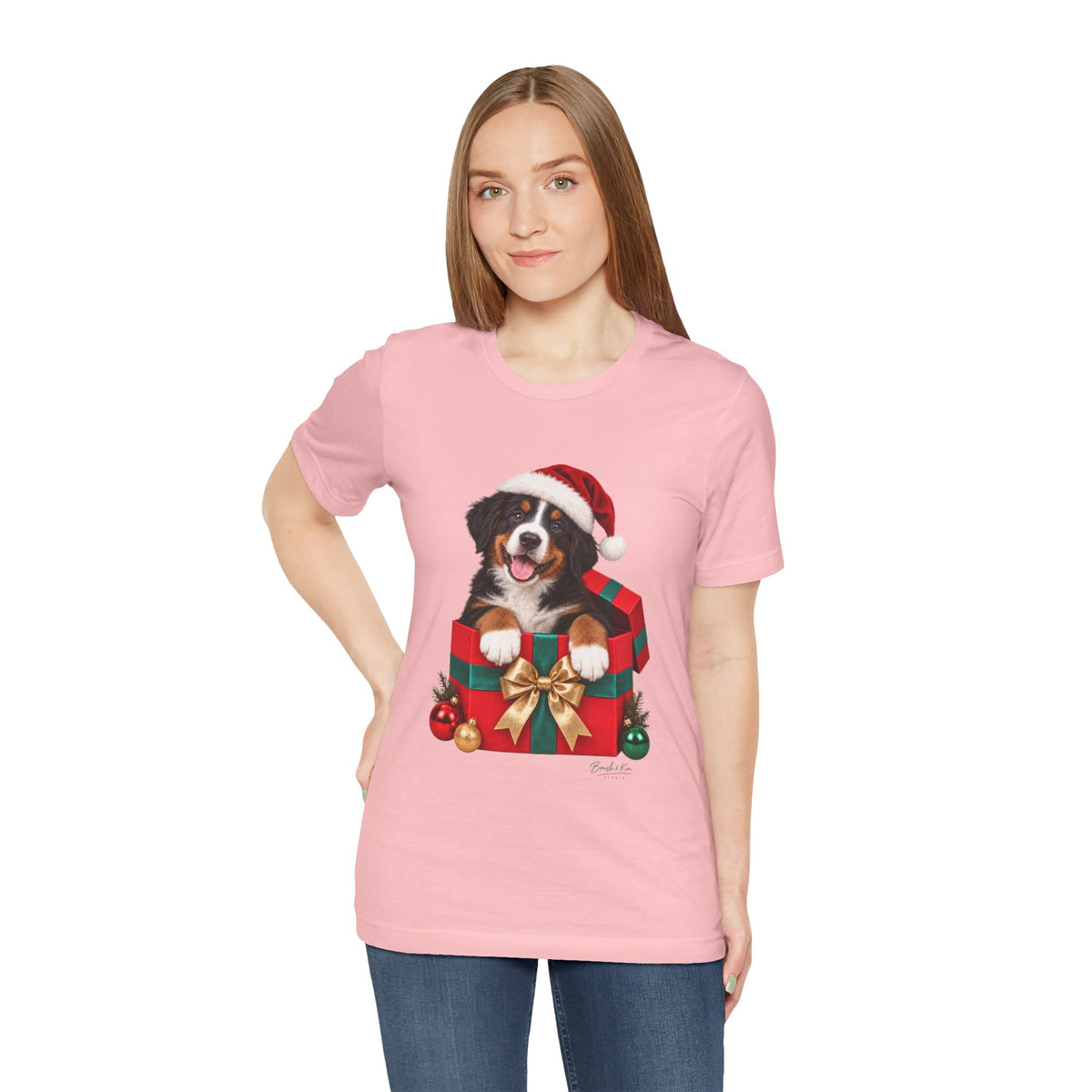 Puppy in Santa Hat Christmas Tee