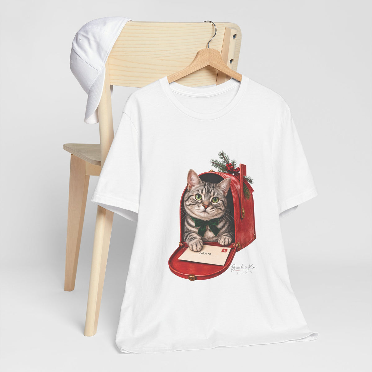Cat in Mailbox T-Shirt — Cute Tabby Kitten Holiday Tee