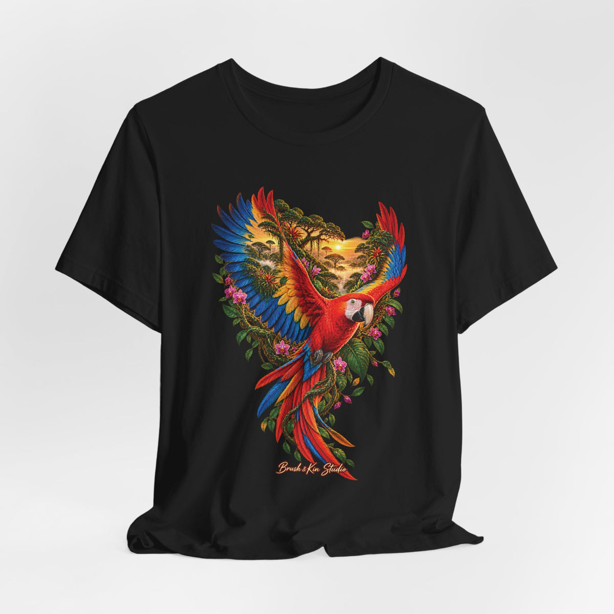 Macaw Paradise T‑Shirt — Colorful Tropical Parrot Graphic Tee