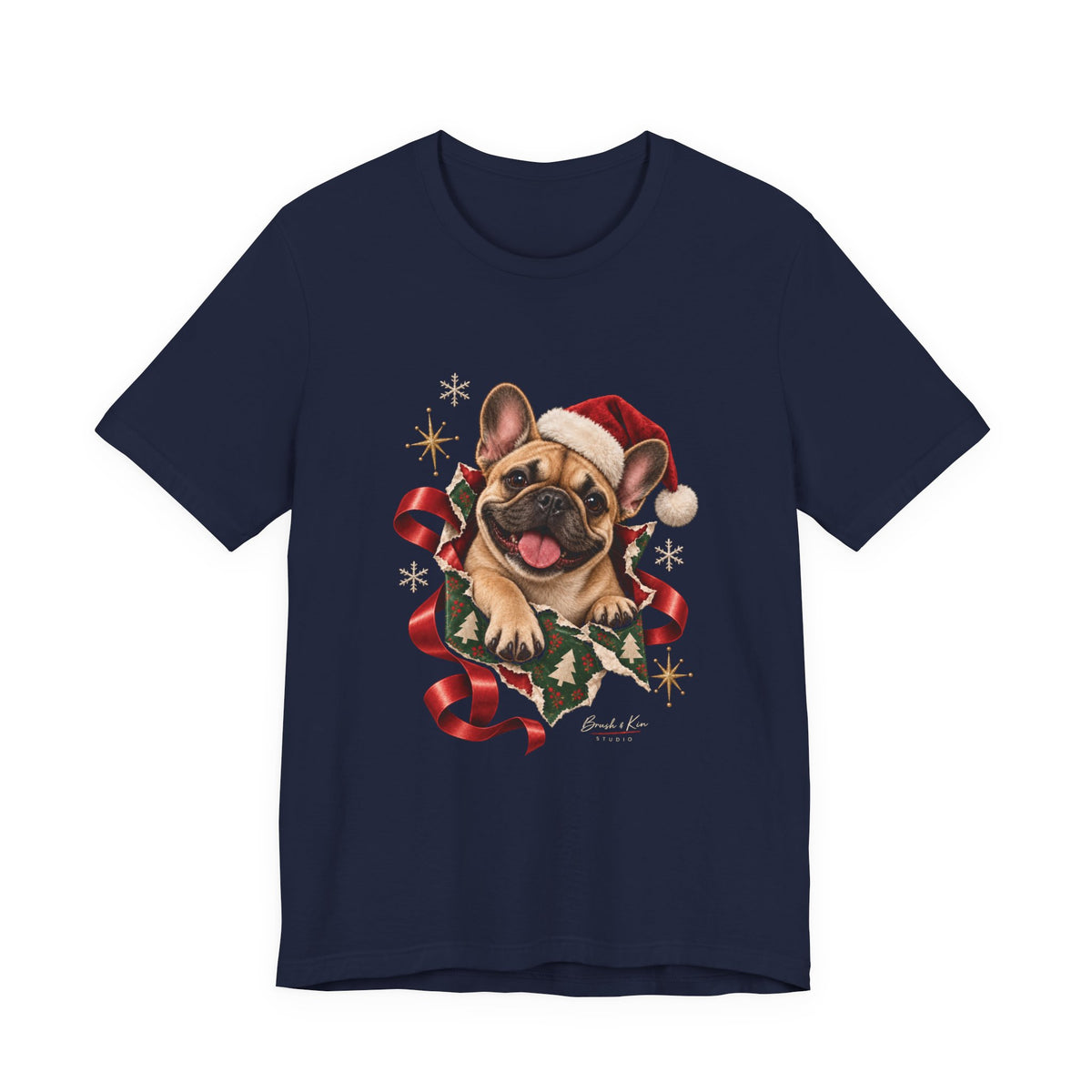 Christmas French Bulldog Tee — Cute Santa Dog Holiday T‑Shirt