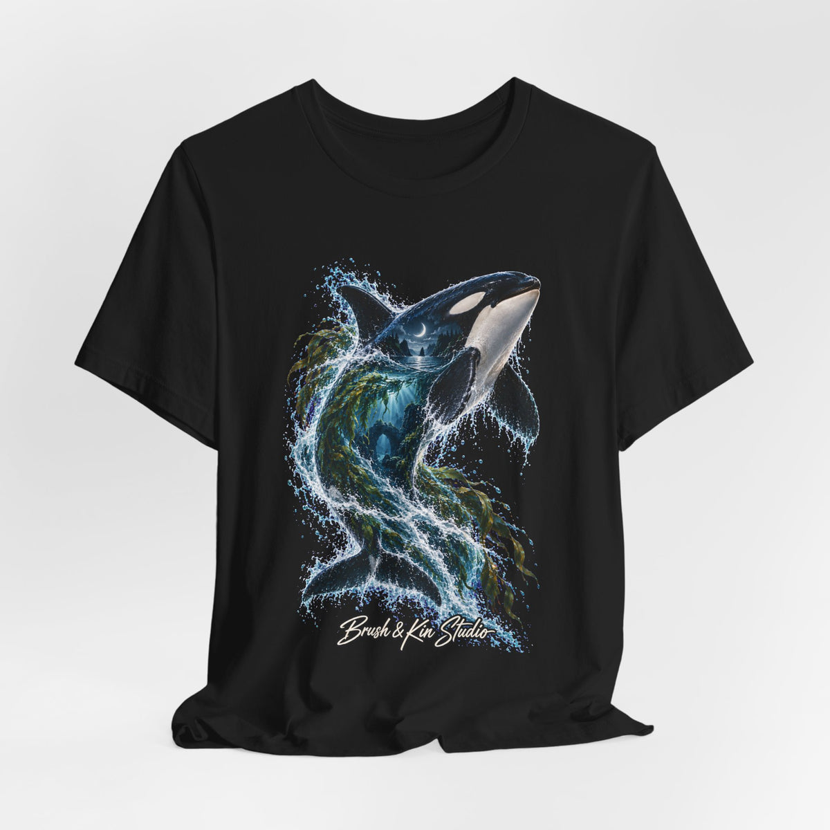 Orca Wave Surf T-Shirt — Bold Killer Whale Surfing Graphic Tee