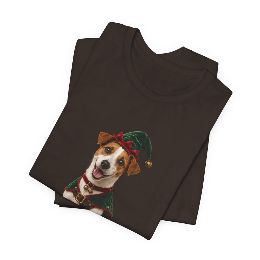 Elf Dog Tee — Jack Russell in Elf Costume Holiday Shirt