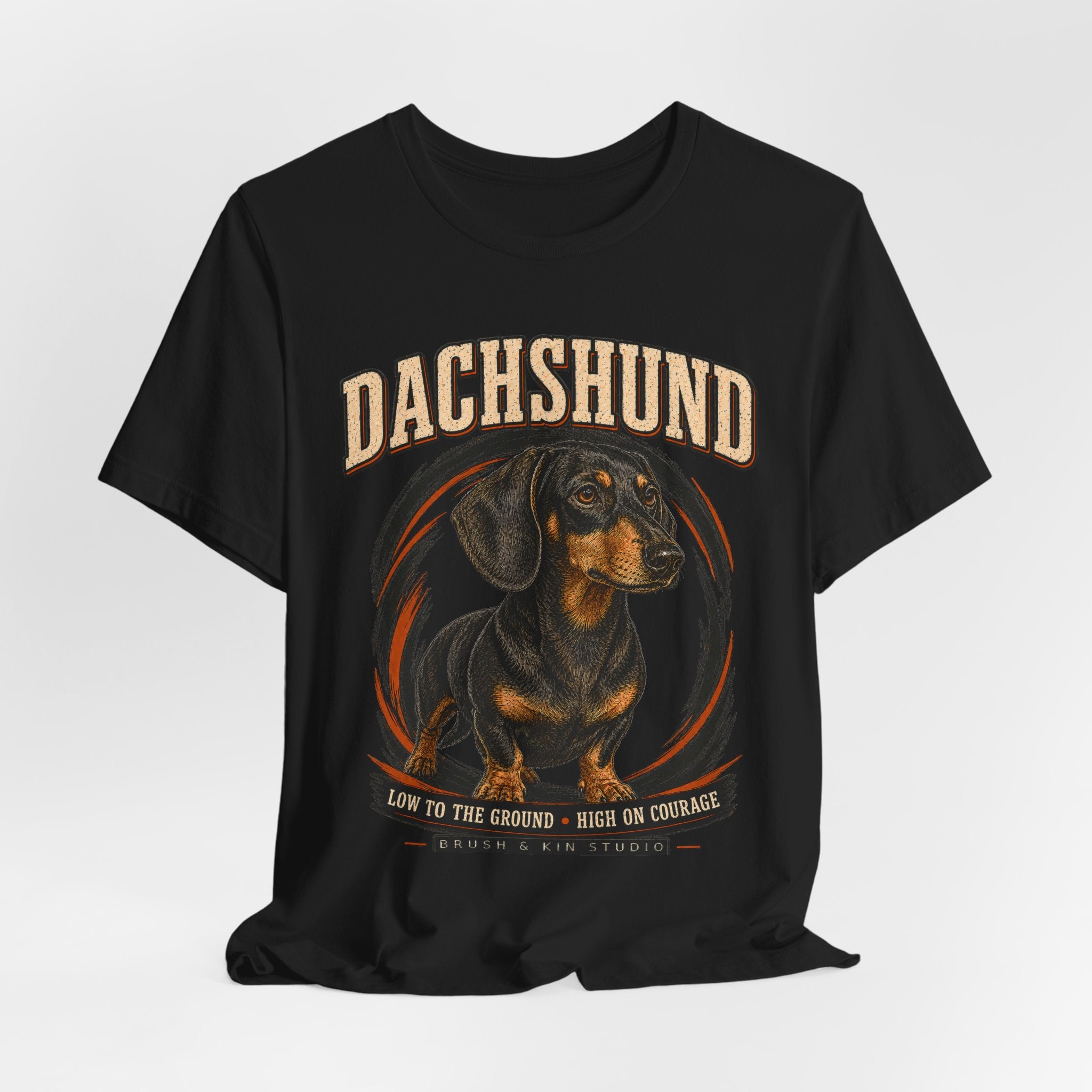 Dachshund Graphic Tee - 'Low to the Ground, High on Courage' Dog Lover T-Shirt