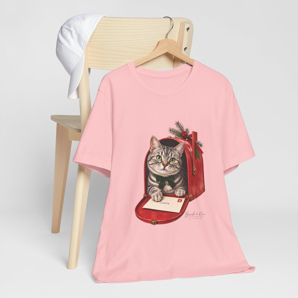 Cat in Mailbox T-Shirt — Cute Tabby Kitten Holiday Tee