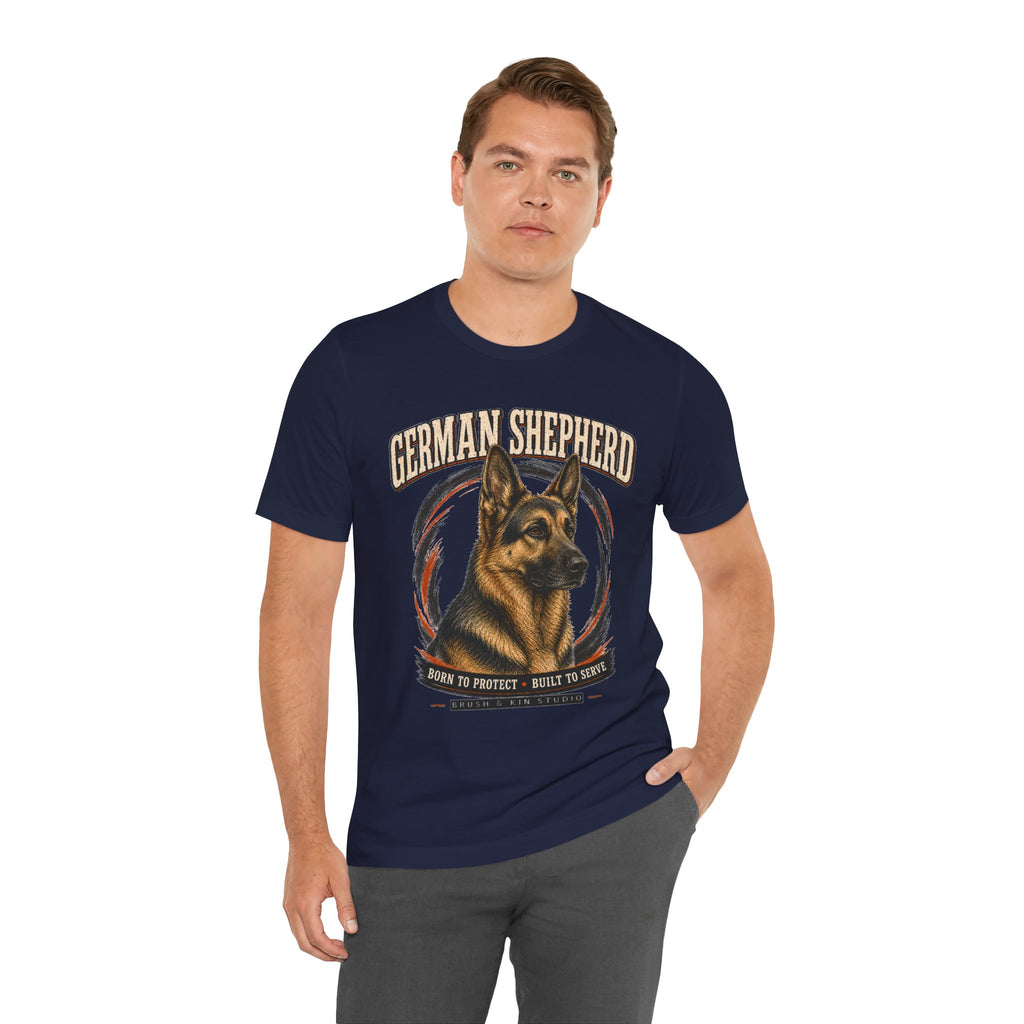 German Shepherd T-Shirt – "Born to Protect, Built to Serve" Dog Lover Tee