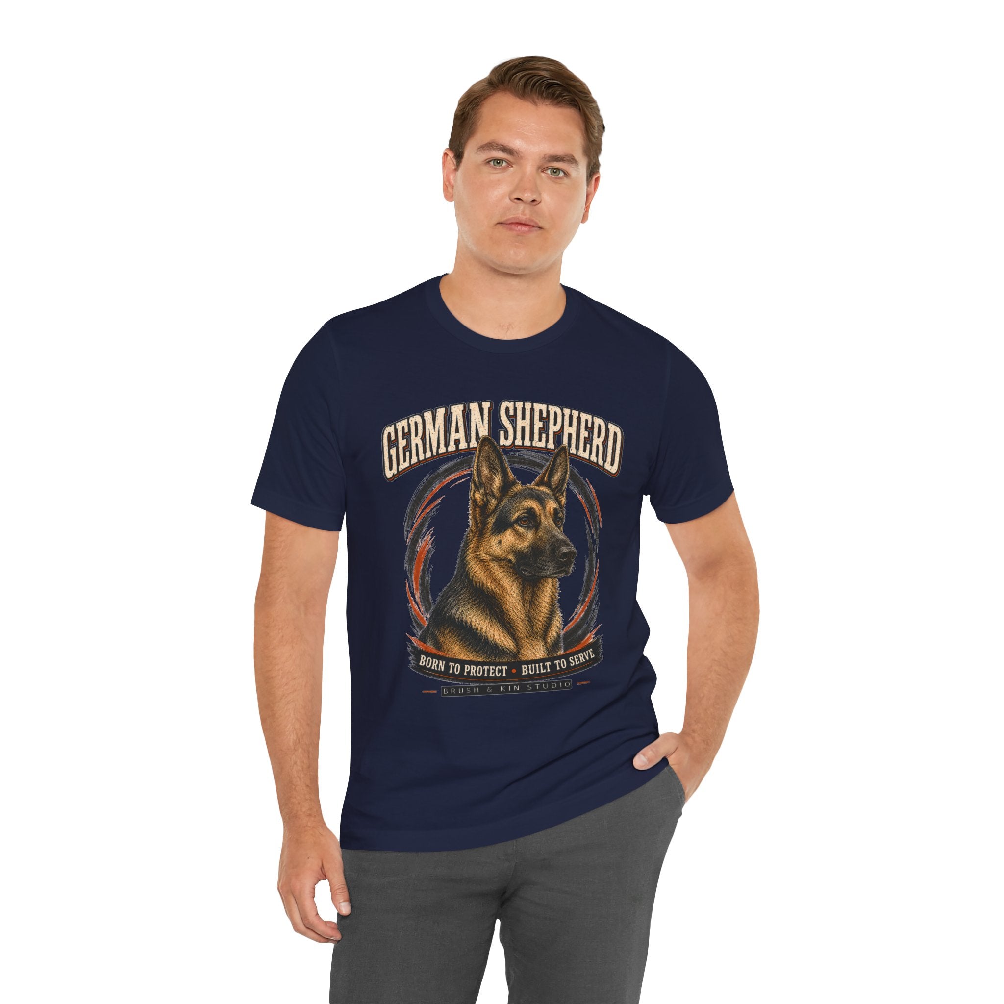 German Shepherd T-Shirt – "Born to Protect, Built to Serve" Dog Lover Tee