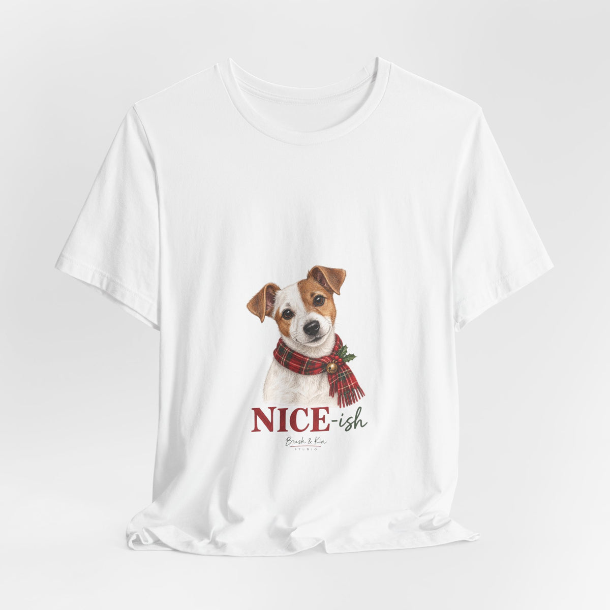 Holiday Dog Tee — "Nice-ish" Jack Russell Shirt