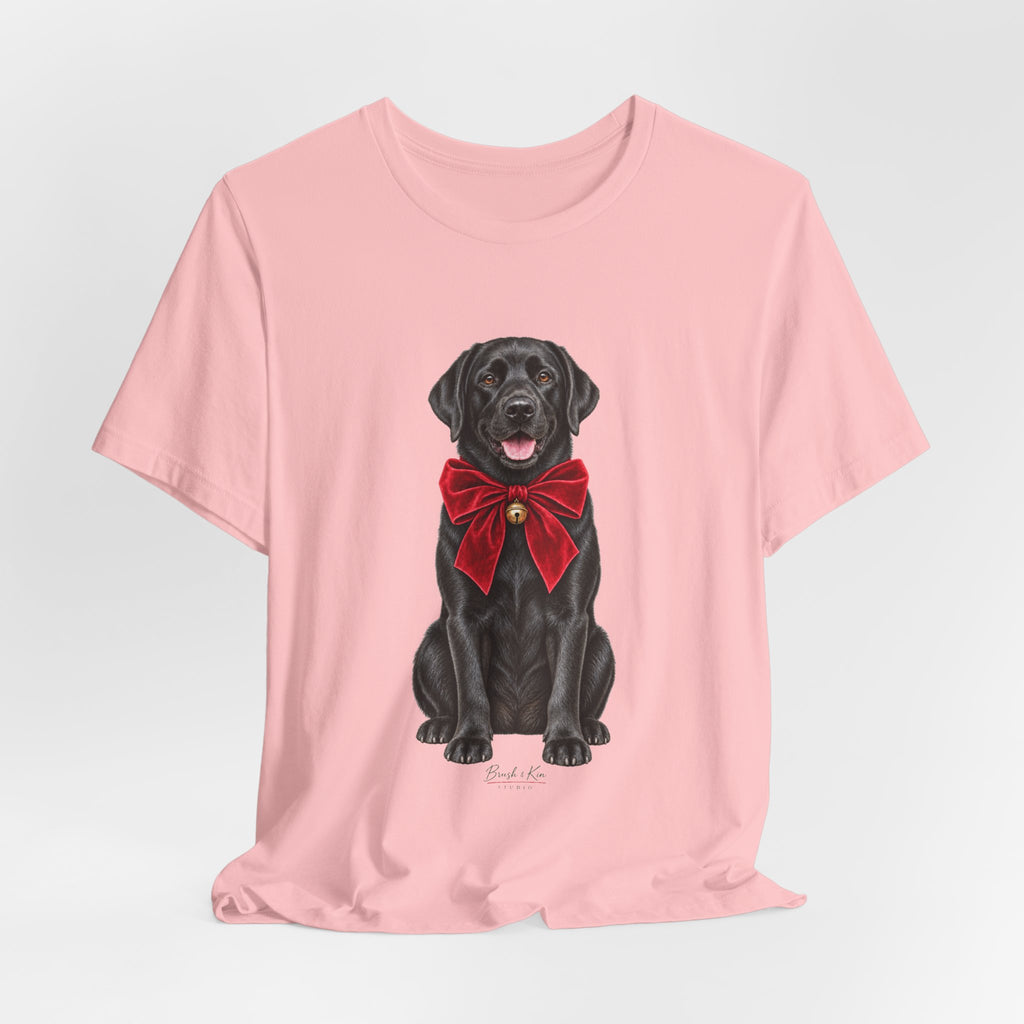 Black Labrador with Red Bow T-Shirt