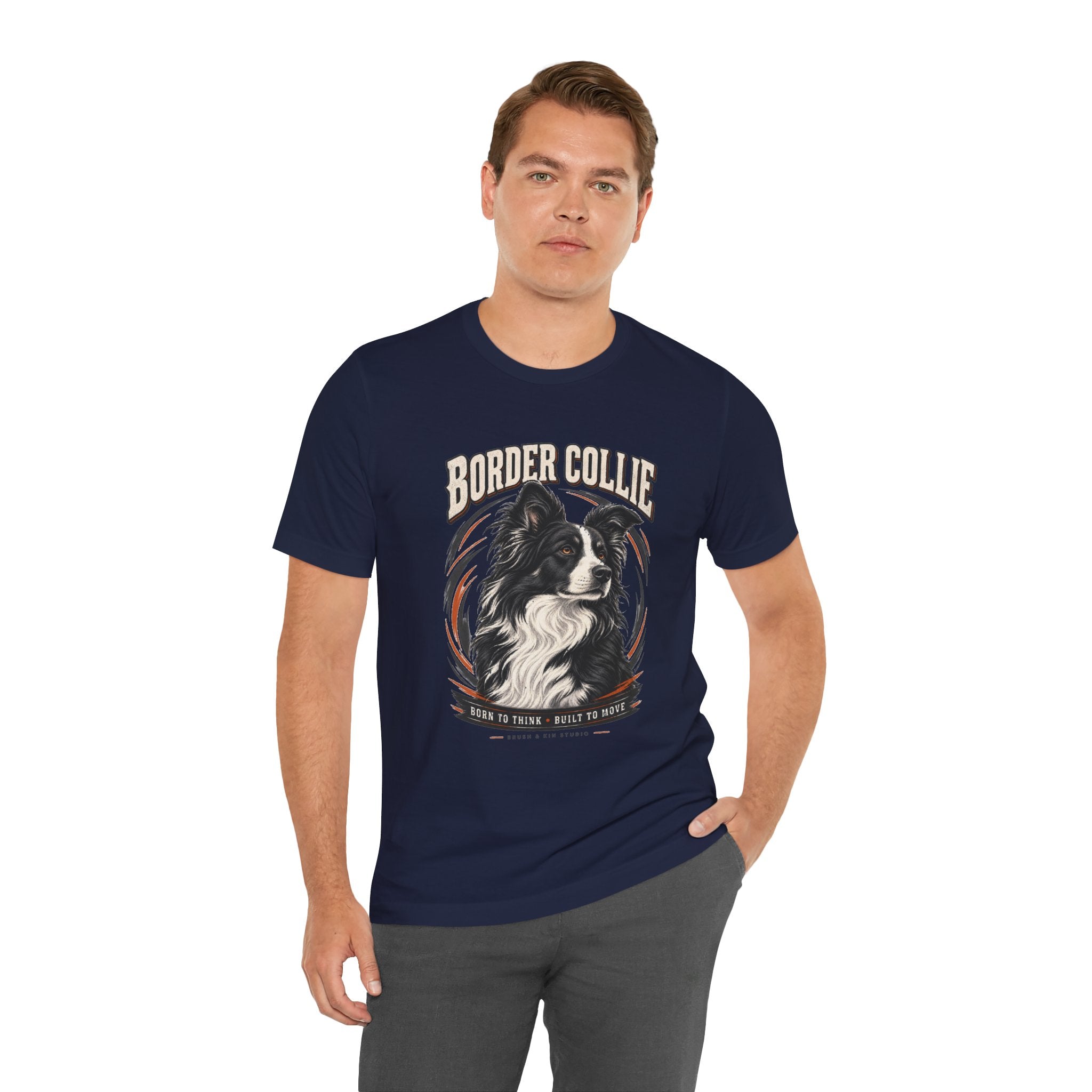 Border Collie Portrait Tee — Born to Think, Built to Move Dog Lover T-Shirt
