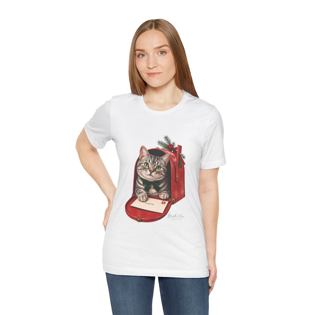 Cat in Mailbox T-Shirt — Cute Tabby Kitten Holiday Tee