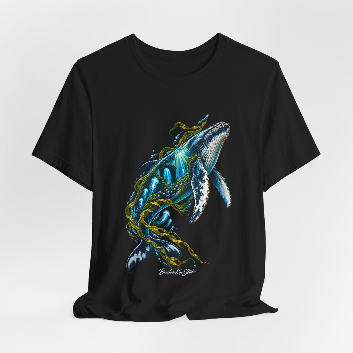 Whale Wave T-Shirt — Blue Humpback Ocean Art Tee
