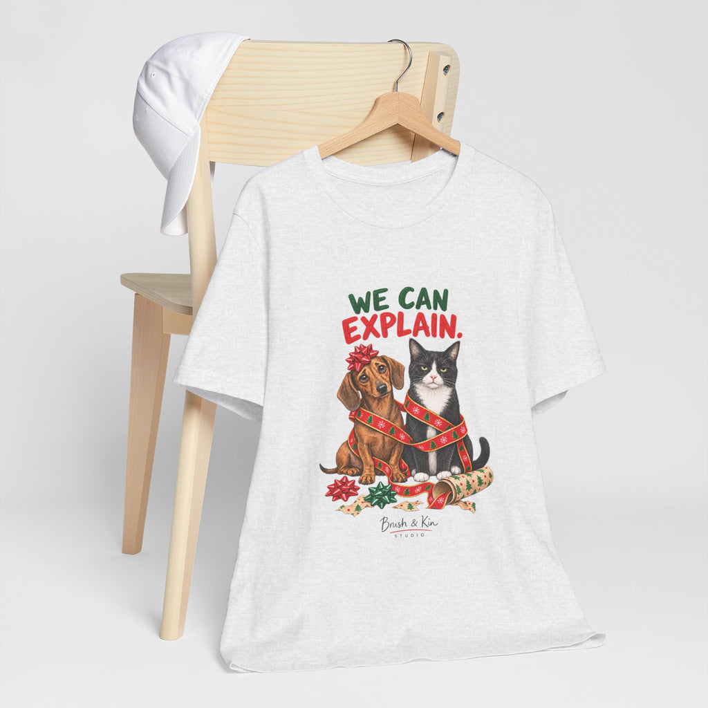 We Can Explain Christmas Pet Tee — Funny Dog & Cat T-Shirt