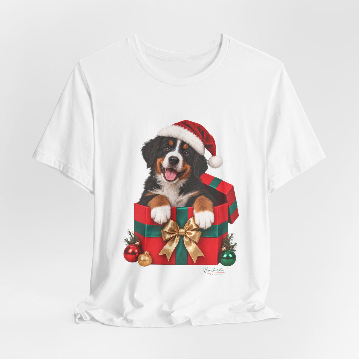 Puppy in Santa Hat Christmas Tee